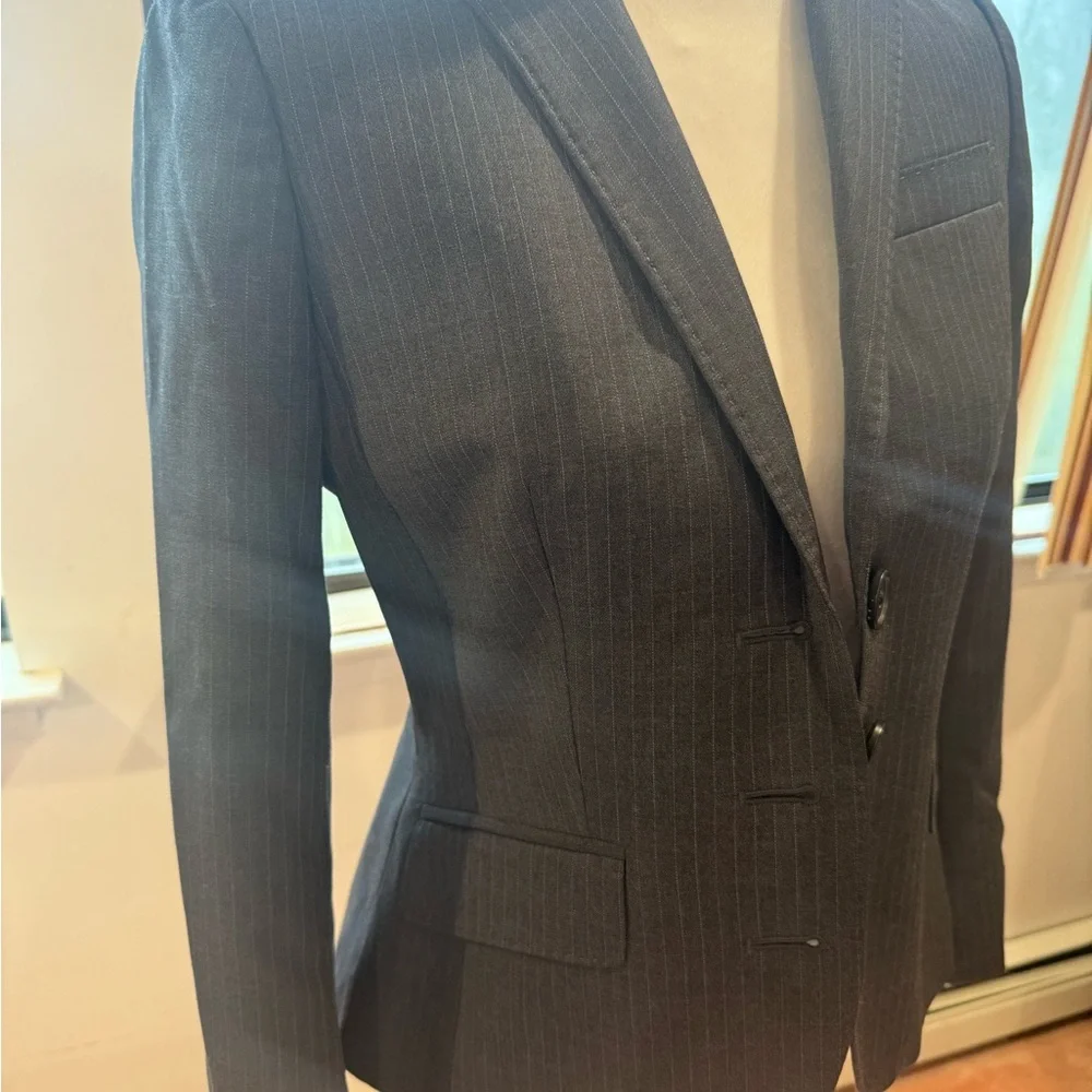 J.Crew Womens Pinstripe Blazer - Charcoal Size 4P - Picture 10 of 13